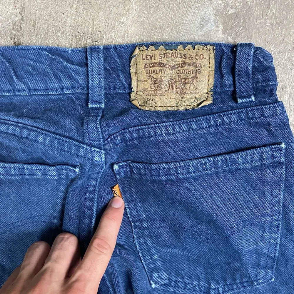 Vintage 90s Levi's 560 Jeans Youth Size 27x30 Blue Denim Orange Tab Comfort Fit